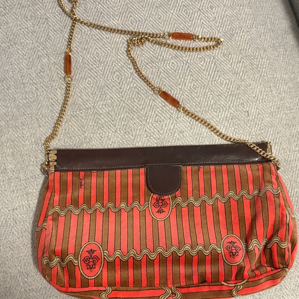 Emilio Pucci Red and Brown Crossbody Bag